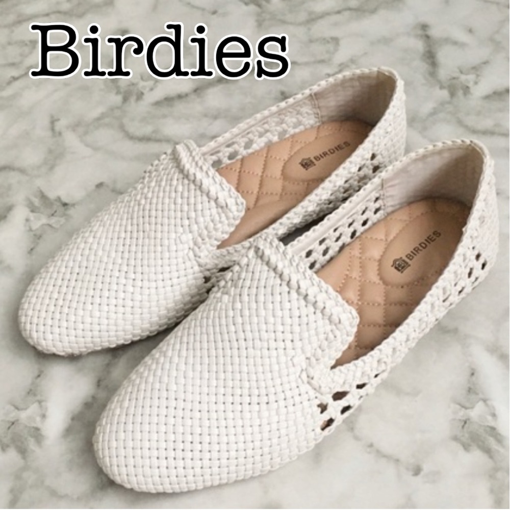 Birdies The Starling White Woven Leather Slip On Loafers Size 9